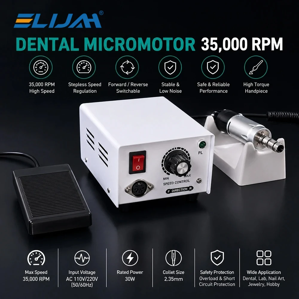 ELIJAH Dental Electric Micromotor Polishing Machine E-Type 35000 RPM 18/102/204 Handpiece For Dentistry Laboratory Euipment Tool
ELIJAH Dental Electric Micromotor Polishing Machine E-Type 35000 RPM 18/102/204 Handpiece For Dentistry Laboratory Euipment Tool