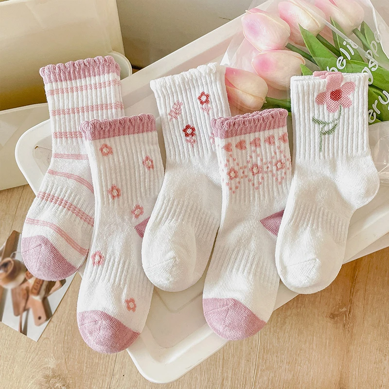 5 Pairs/Lot Kids Socks Cute Flowers Pattern Spring Summer Cotton Girls Socks for Children Baby Girl Lovely Cartoon Sock
5 Pairs/Lot Kids Socks Cute Flowers Pattern Spring Summer Cotton Girls Socks for Children Baby Girl Lovely Cartoon Sock