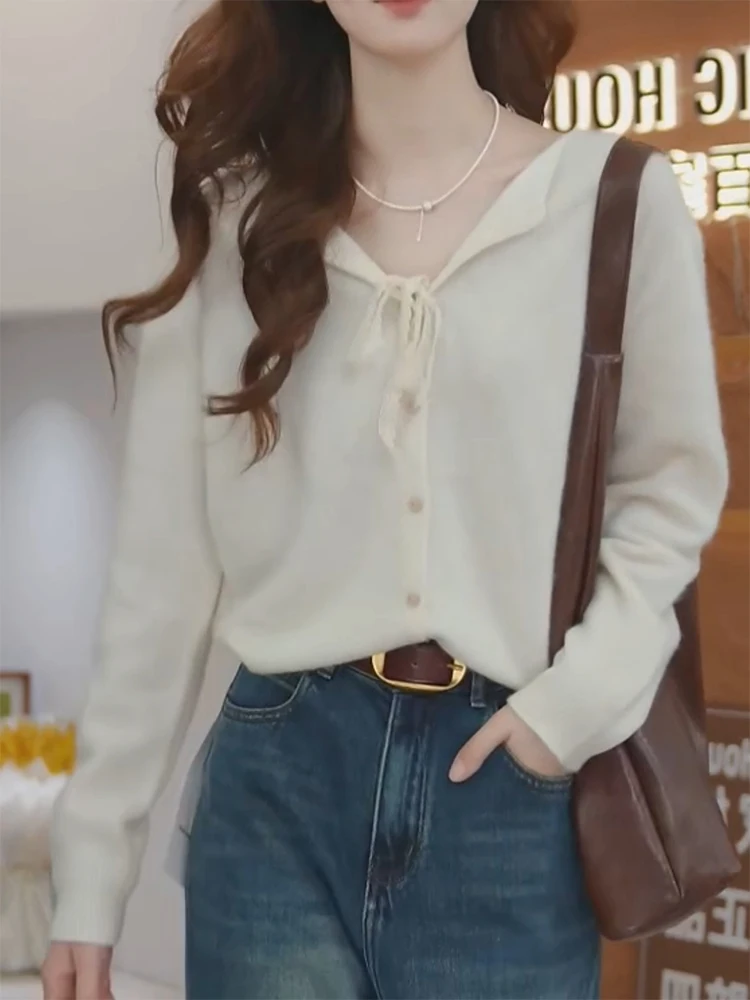 Comfortable White Knitted Sweater Korean Sle Lazy Faion High End Autumn New Arrival plus Size Women's Camere irt
Comfortable White Knitted Sweater Korean Sle Lazy Faion High End Autumn New Arrival plus Size Women's Camere irt