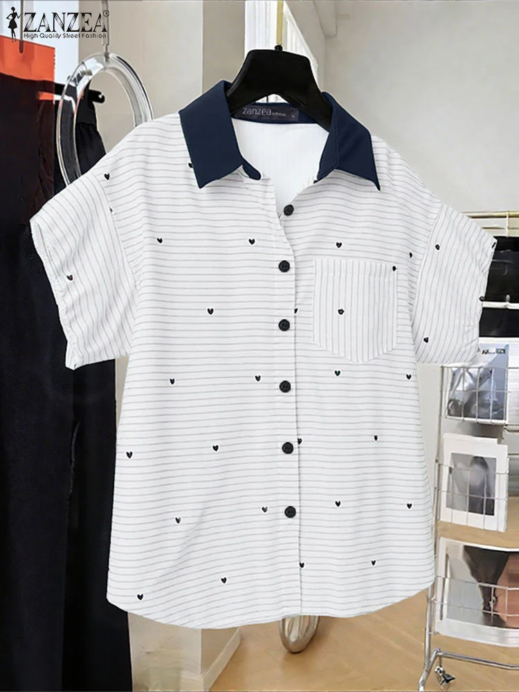 Casual Shirts Women Fashion Lapel Neck Tops 2025 ZANZEA Elegant Dot Printed Blouse Vintage Printed Short Sleeve Tunic Oversized
Casual Shirts Women Fashion Lapel Neck Tops 2025 ZANZEA Elegant Dot Printed Blouse Vintage Printed Short Sleeve Tunic Oversized