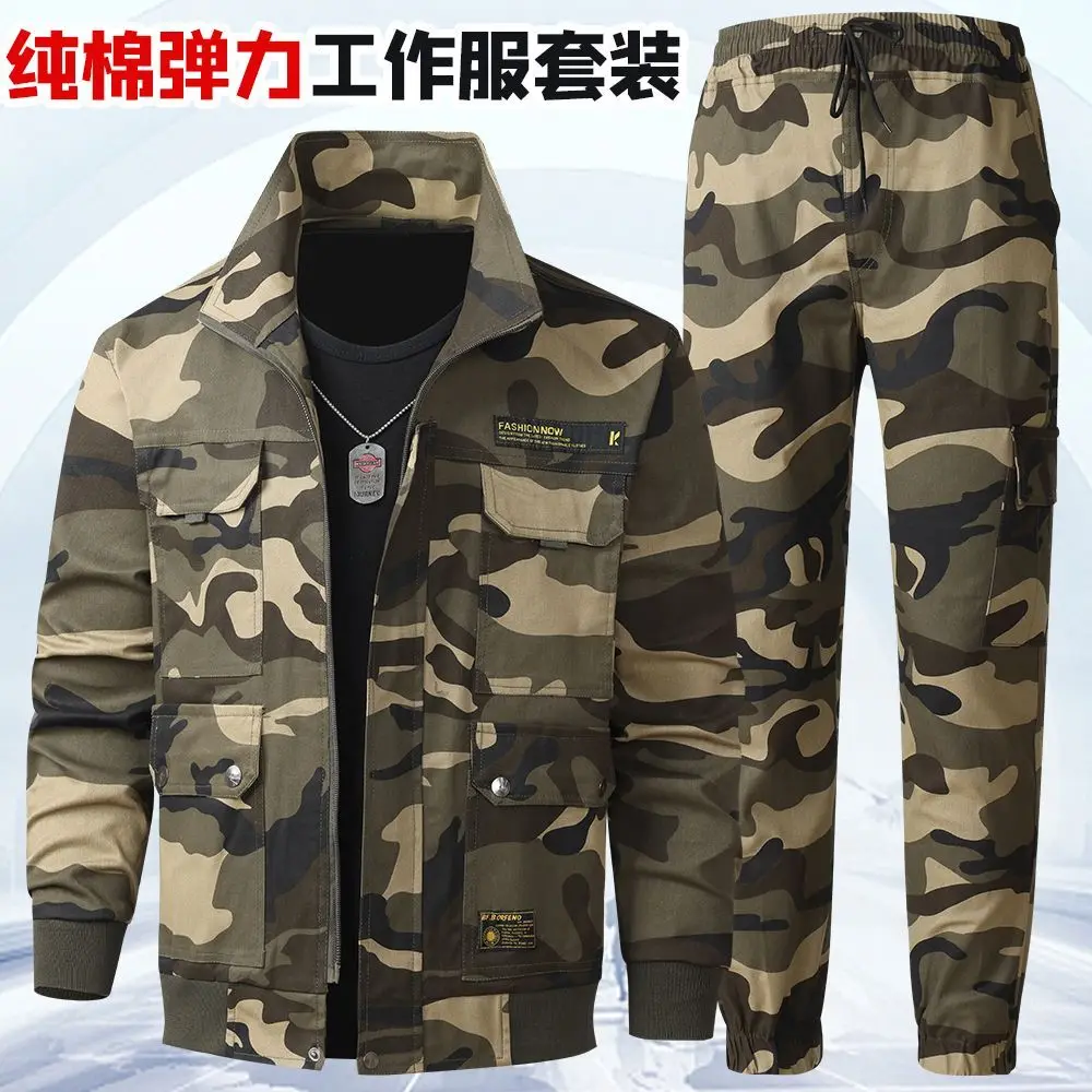 Elastic Outdoor Cotton Thickened Camouflage Clothing Anti-Scald Welding Work Clothes Spring and Autumn Suit Wear-Resistant Men
Elastic Outdoor Cotton Thickened Camouflage Clothing Anti-Scald Welding Work Clothes Spring and Autumn Suit Wear-Resistant Men