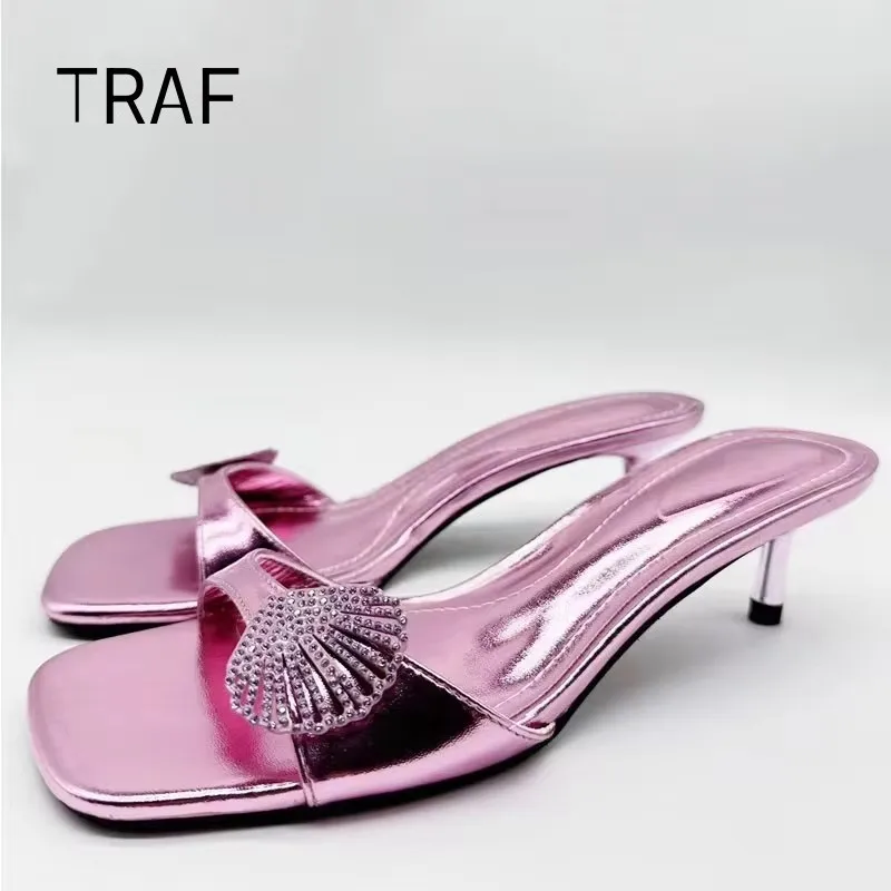 TRAF Women Sandals 2024 Sexy Pink Open Toe High Heels Shoes For Women Rhinestone Heels Slippers Chic Kitten Heel Sandals Lady
TRAF Women Sandals 2024 Sexy Pink Open Toe High Heels Shoes For Women Rhinestone Heels Slippers Chic Kitten Heel Sandals Lady