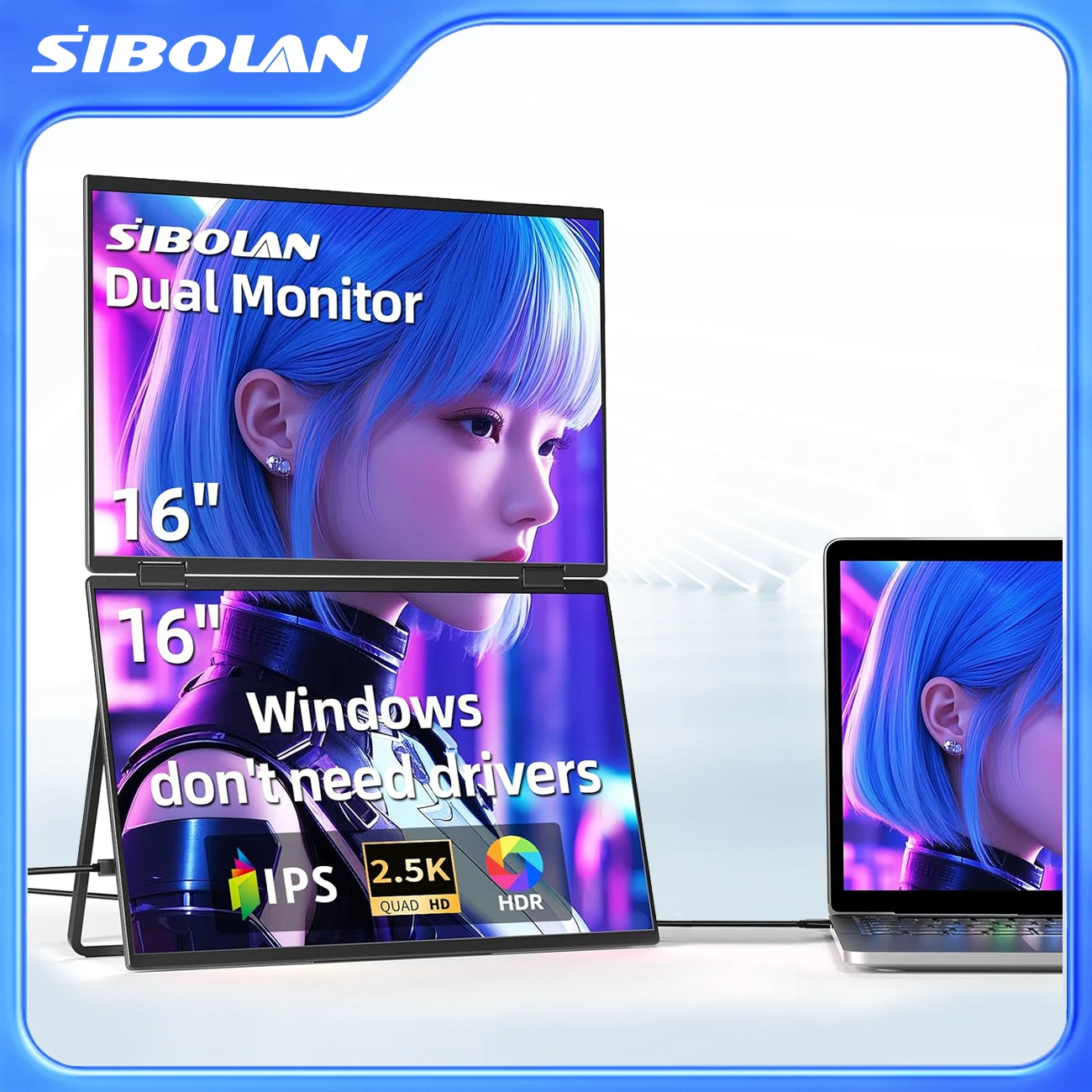 SIBOLAN 16" Dual Portable Monitor 2.5K IPS Folding PC Display USB-C HDMI Plug Laptop Screen Extender for Mac Windows Phone
SIBOLAN 16" Dual Portable Monitor 2.5K IPS Folding PC Display USB-C HDMI Plug Laptop Screen Extender for Mac Windows Phone