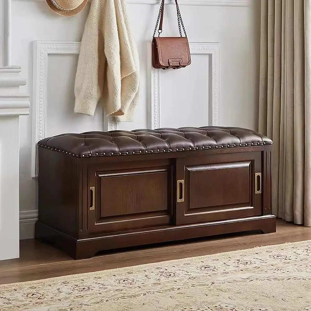 Walnut Solid Wood Shoe Storage Bench with Leather Cushion & Slide Door, Ideal for Entryway & Living Room (39.3 D x 14.9 W x 17.7
Walnut Solid Wood Shoe Storage Bench with Leather Cushion & Slide Door, Ideal for Entryway & Living Room (39.3 D x 14.9 W x 17.7