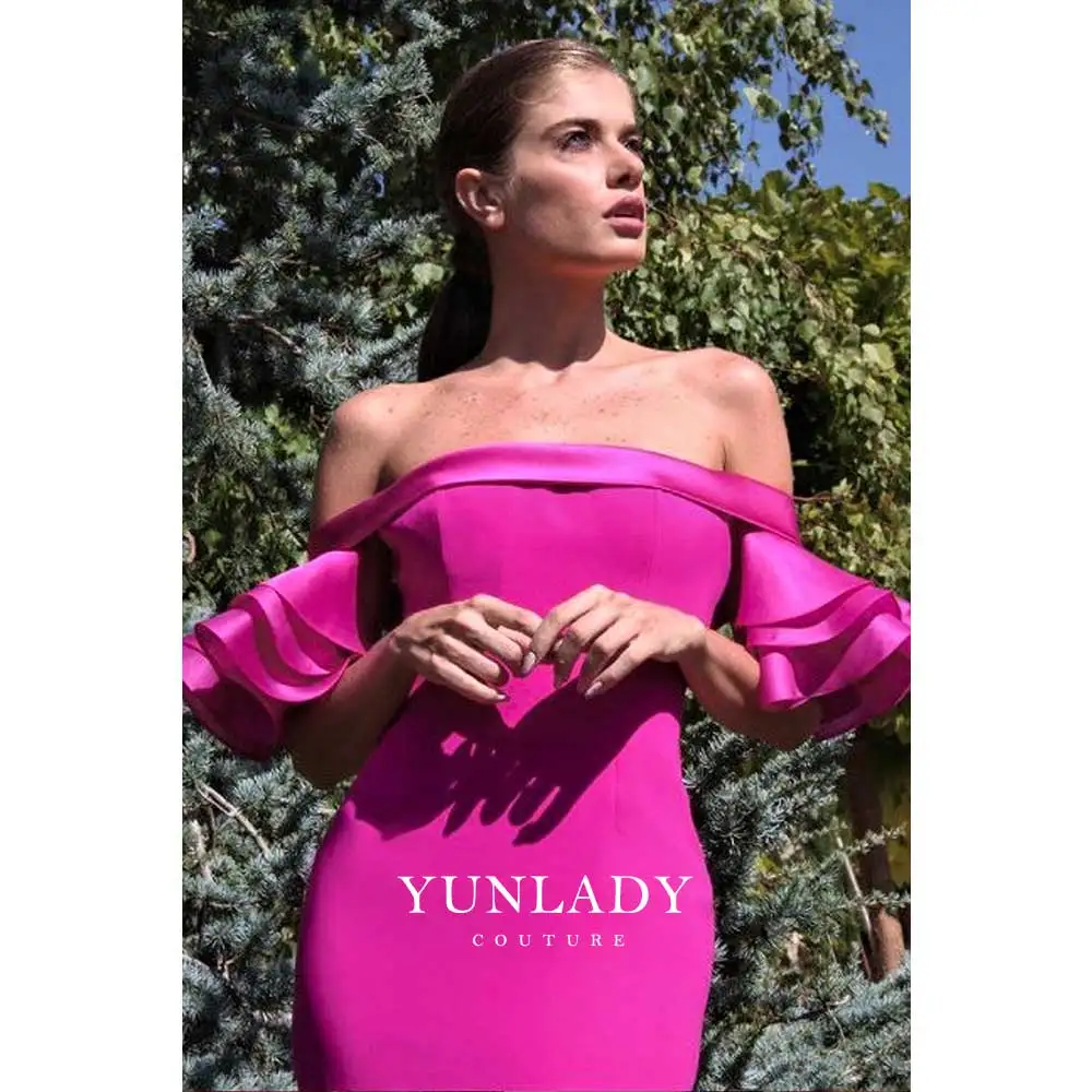 YUNLAN Elegant Evening Dresses Pink Mermaid Formal Cocktail Prom Dress 2025 Off-the-shoulder Dress With Ruffled Sleeves
YUNLAN Elegant Evening Dresses Pink Mermaid Formal Cocktail Prom Dress 2025 Off-the-shoulder Dress With Ruffled Sleeves