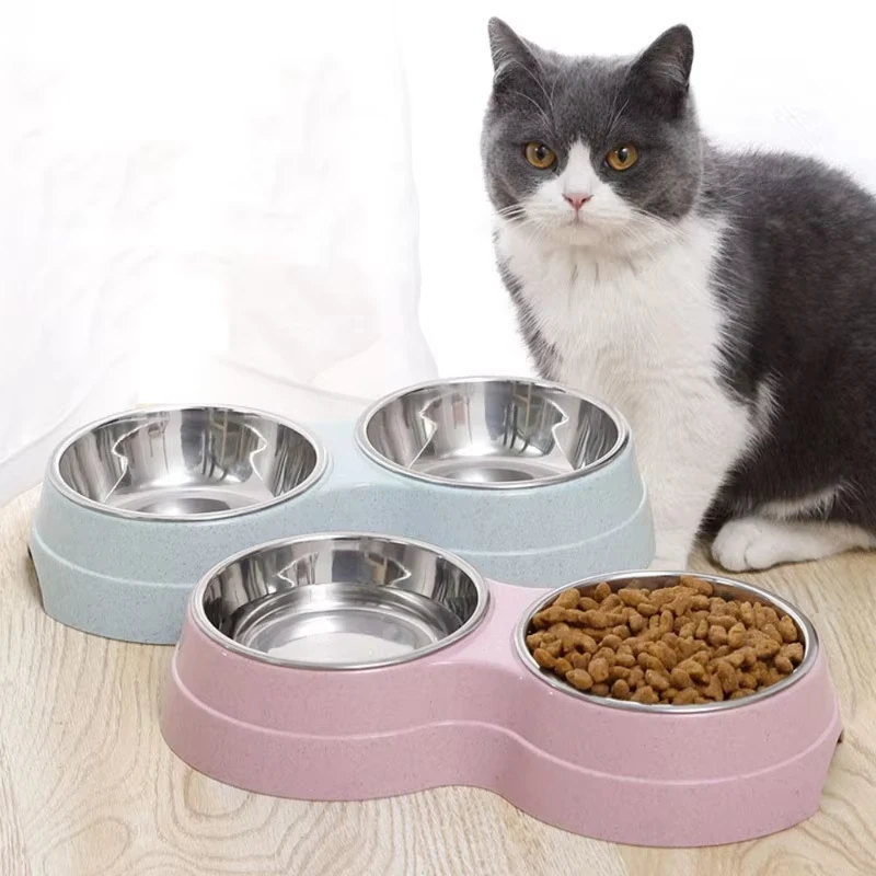 Double Bowls Cat Food Water Feeder Non-Skid Base Stainless Steel Pet Drinking Dish Feeder Dog Feeding Supplies, Easy to Clean
Double Bowls Cat Food Water Feeder Non-Skid Base Stainless Steel Pet Drinking Dish Feeder Dog Feeding Supplies, Easy to Clean