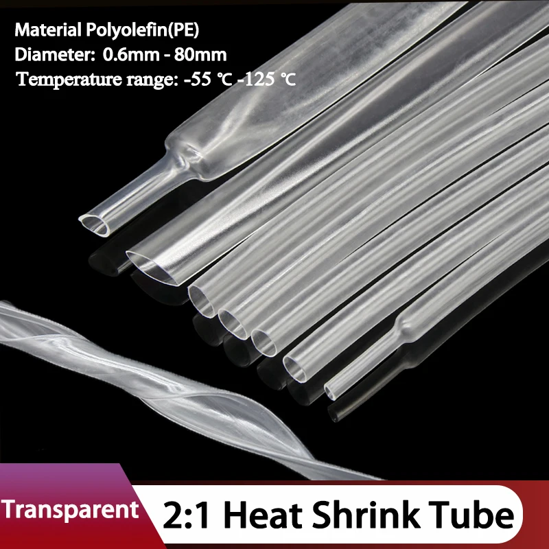 1~10M 2:1 Transparent Dia 0.6mm ~ 80mm Heat Shrink Tube DIY Connector Repair Electrical Insulation Protecctor Heatshrink Tubing
1~10M 2:1 Transparent Dia 0.6mm ~ 80mm Heat Shrink Tube DIY Connector Repair Electrical Insulation Protecctor Heatshrink Tubing