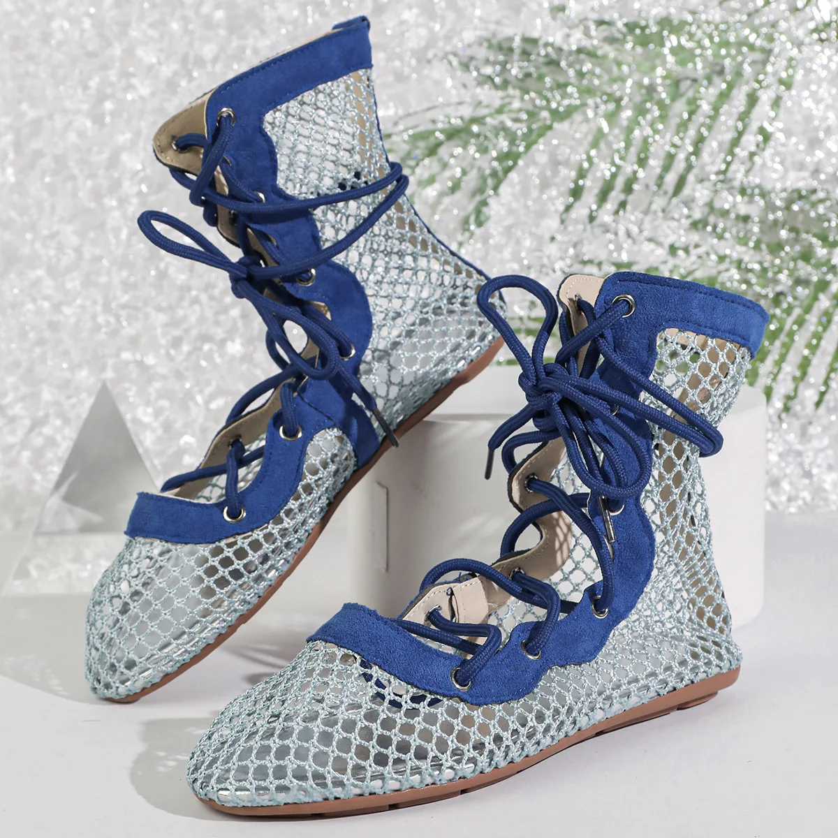 Women Hollow Fishnet Flat Sole Gladiator Summer Sandal Booties Lace Up Flat Breathable Roman Sandal Booties Plus Size 35-43
Women Hollow Fishnet Flat Sole Gladiator Summer Sandal Booties Lace Up Flat Breathable Roman Sandal Booties Plus Size 35-43