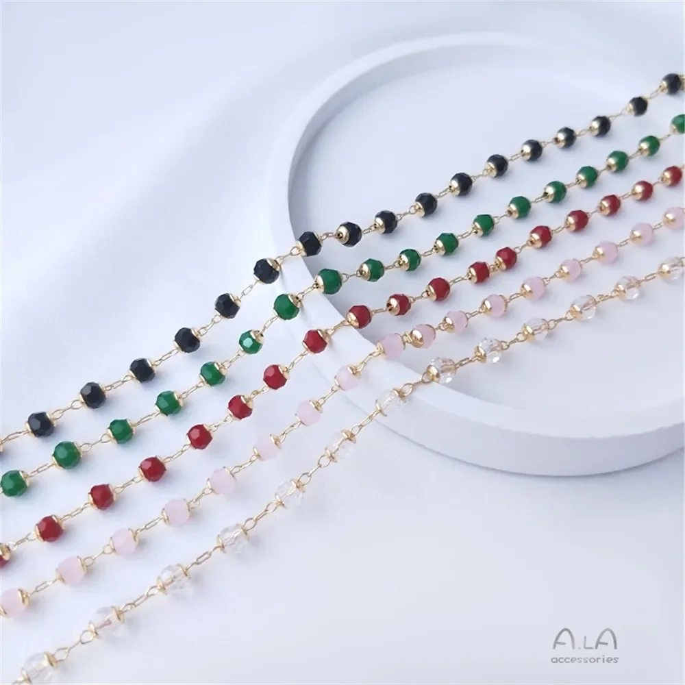 14K Gold Plated Crystal zircon handmade chain Wafer beads color chain DIY bracelet necklace ornaments loose chain
14K Gold Plated Crystal zircon handmade chain Wafer beads color chain DIY bracelet necklace ornaments loose chain