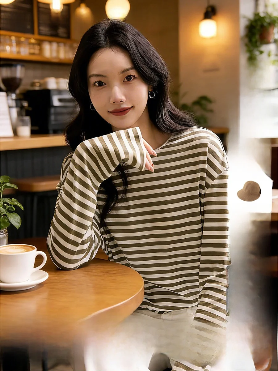 Xhange Women's Long Sve T-irt Striped OS Fit Wool Blend Comfortable Breathable Spring Faion Casual Wear
Xhange Women's Long Sve T-irt Striped OS Fit Wool Blend Comfortable Breathable Spring Faion Casual Wear