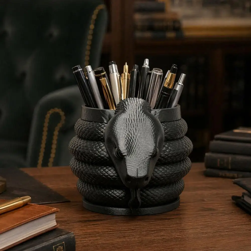 Soft Texture Pen Holder 3d Printed Snake Shape Pen Holder Desktop Organizer for Pencils Gel Pens Unique Dark Style for Desk
Soft Texture Pen Holder 3d Printed Snake Shape Pen Holder Desktop Organizer for Pencils Gel Pens Unique Dark Style for Desk