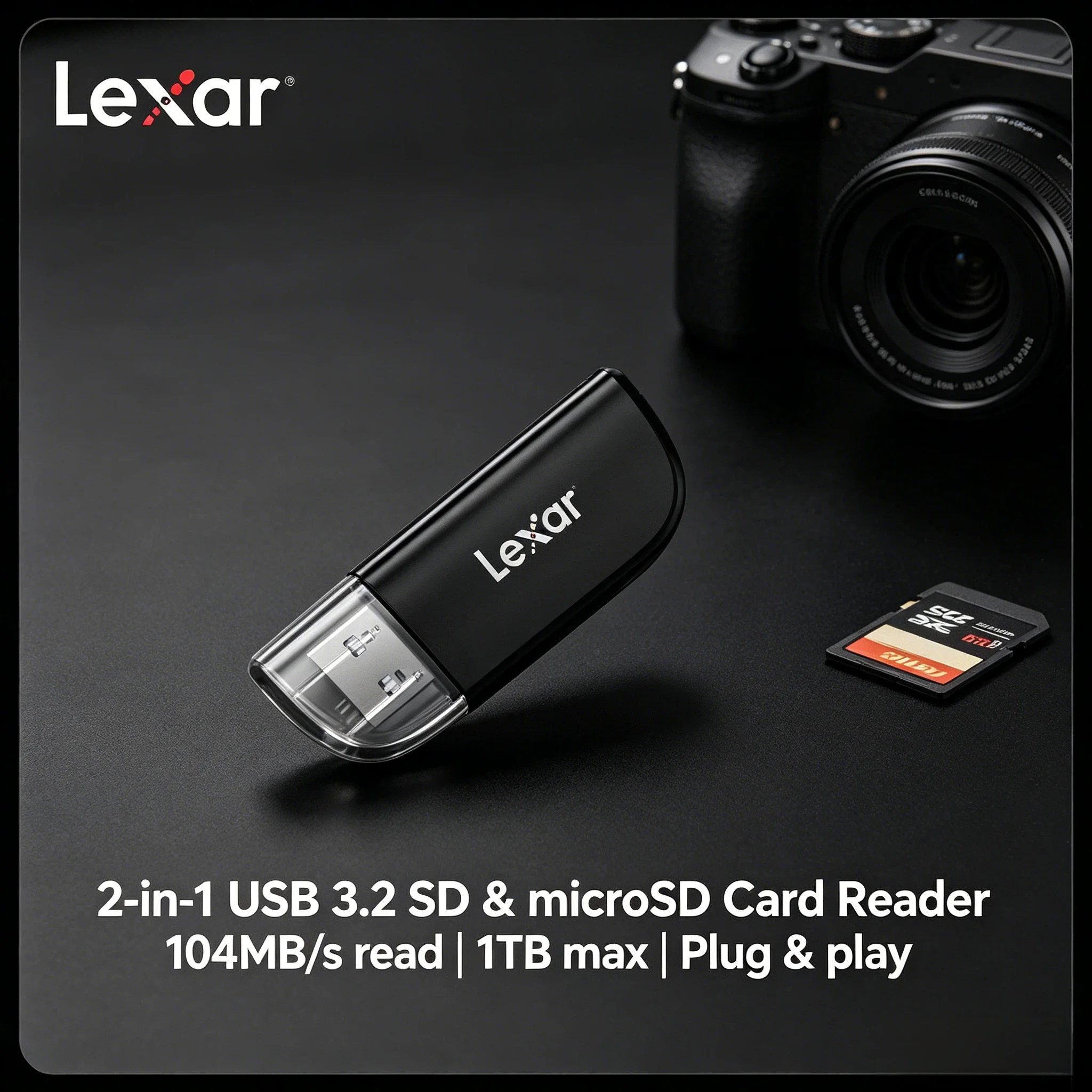 Lexar RW300U Card Reader 2 in 1 Dual Card Slot USB 3.2 Gen1 High Speed Read TF SD Memory Card Micro SD Reader Fast New HD
Lexar RW300U Card Reader 2 in 1 Dual Card Slot USB 3.2 Gen1 High Speed Read TF SD Memory Card Micro SD Reader Fast New HD