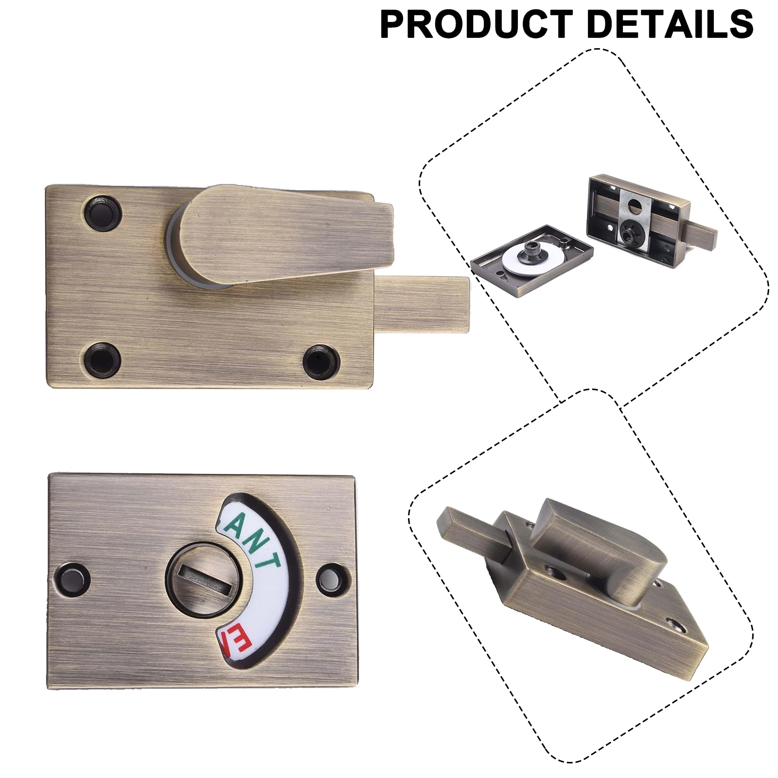 Indicating Lock Zinc Alloy Door Lock Privacy Lock Vacant Engaged Indicator Zinc Alloy 5.9 X 3.94 X 1.18 Inches
Indicating Lock Zinc Alloy Door Lock Privacy Lock Vacant Engaged Indicator Zinc Alloy 5.9 X 3.94 X 1.18 Inches