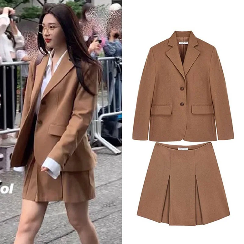 New Women Kpop Jazz Dance Costume Jk Uniform British Academy Style Caramel Coat Skirt Hip Hop Dance Performance Wear JL5758
New Women Kpop Jazz Dance Costume Jk Uniform British Academy Style Caramel Coat Skirt Hip Hop Dance Performance Wear JL5758
