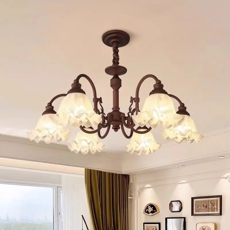 French retro chandelier living dining room bedroom American medieval light hall designer warm romantic flower lamp
French retro chandelier living dining room bedroom American medieval light hall designer warm romantic flower lamp