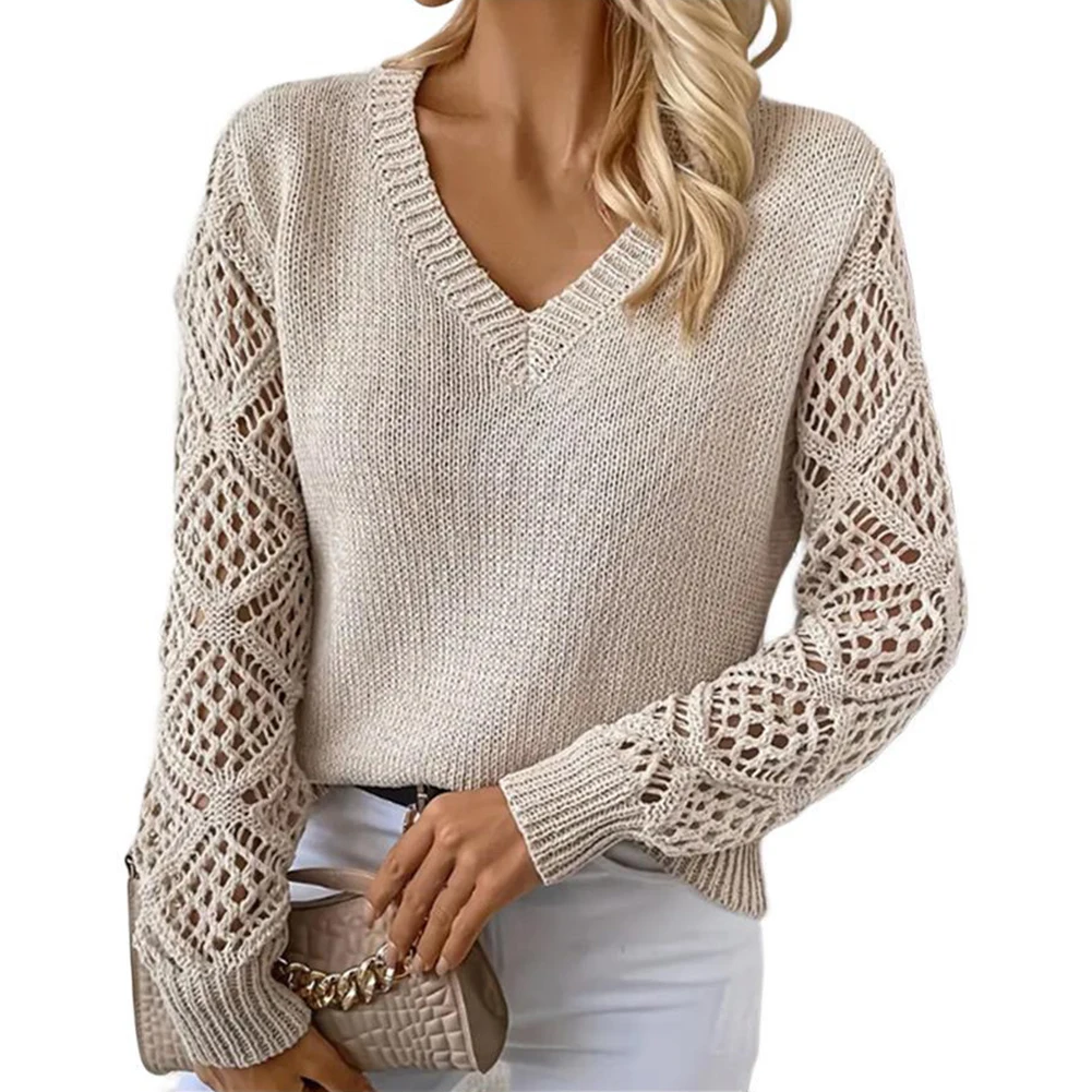 Элегантные вязаные топы с V-образным вырезом для женщин, осенняя мода, повседневный стиль, однотонные трикотажные изделия для неформальных случаев
Элегантные вязаные топы с V-образным вырезом для женщин, осенняя мода, повседневный стиль, однотонные трикотажные изделия для неформальных случаев
