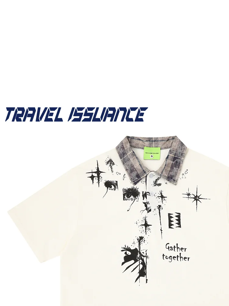 Travel Issuance Graffiti Plaid Collar Shirt Unisex Loose Short Sleeve T-Shirt Breathable Cotton Polyester Blend Summer Wear
Travel Issuance Graffiti Plaid Collar Shirt Unisex Loose Short Sleeve T-Shirt Breathable Cotton Polyester Blend Summer Wear