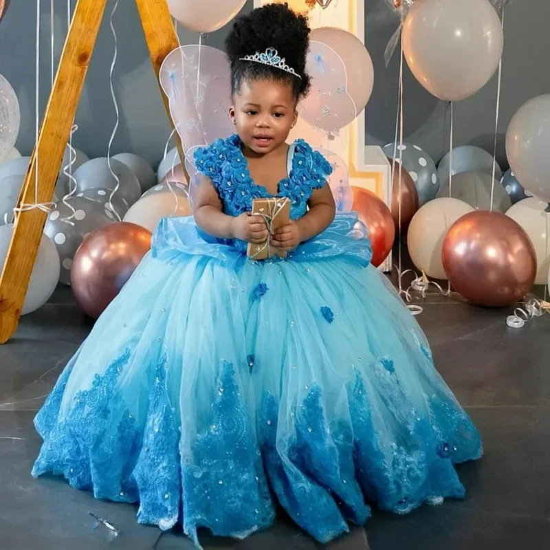 Sky Blue Flower Girl Dresses Crystal Tulle Hand Made Flowers Beaded Princess Queen Ball Gowns Girls' Dress For Wedding
Sky Blue Flower Girl Dresses Crystal Tulle Hand Made Flowers Beaded Princess Queen Ball Gowns Girls' Dress For Wedding