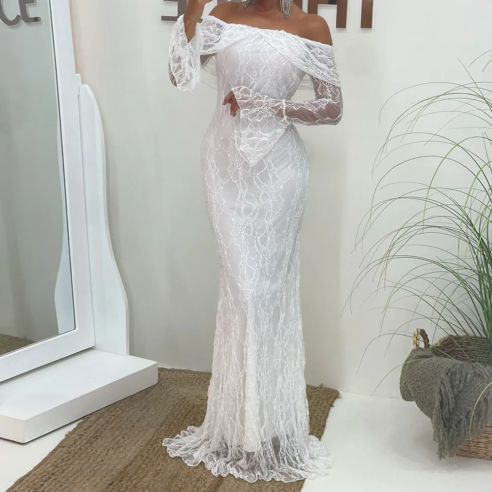 Customized A-line Evening Dresses Floor-length Off The Shoulder Full Sleeve Prom Gown Fashion Lace Draped Backless Party Gown
Customized A-line Evening Dresses Floor-length Off The Shoulder Full Sleeve Prom Gown Fashion Lace Draped Backless Party Gown