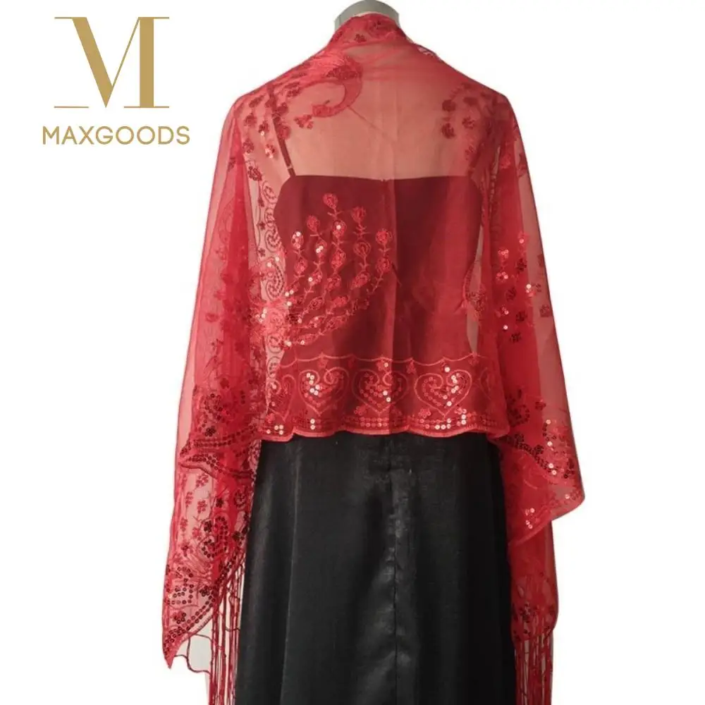Fashion Sequins Elegant Wedding Shawl Embroidered Lace Lace Hollow Floral Lace Shawl Breathable Tulle Sheer Scarf for Women
Fashion Sequins Elegant Wedding Shawl Embroidered Lace Lace Hollow Floral Lace Shawl Breathable Tulle Sheer Scarf for Women