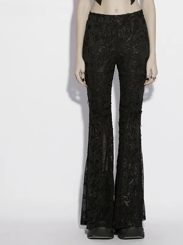 Gothic Style Lace Splicing Flared Pants High Waist Personality Casual Trousers Long Dark Series Slimming Women's Fashion
Gothic Style Lace Splicing Flared Pants High Waist Personality Casual Trousers Long Dark Series Slimming Women's Fashion