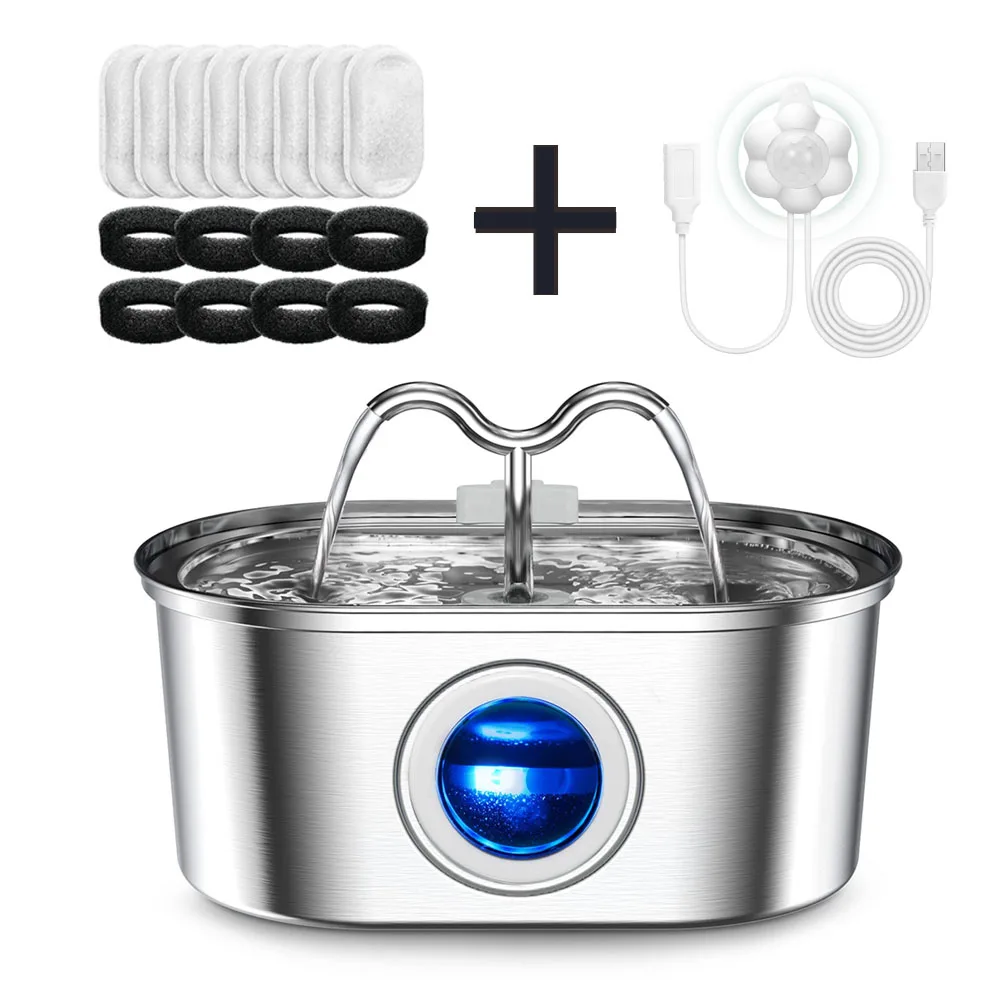 Cat drinking fountain 3.2L stainless steel cat drinking fountain ultra-quiet transparent window pet automatic filtering drinking
Cat drinking fountain 3.2L stainless steel cat drinking fountain ultra-quiet transparent window pet automatic filtering drinking