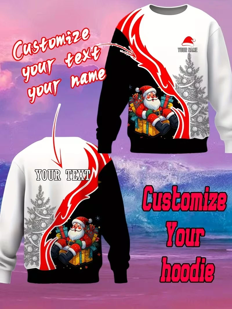 Customized Your Text Name 3D Print Ugly Christmas Sweater DIY Santa Pullovers Funny Sweatshirt Personalized Xmas Gift Y2k Tops
Customized Your Text Name 3D Print Ugly Christmas Sweater DIY Santa Pullovers Funny Sweatshirt Personalized Xmas Gift Y2k Tops