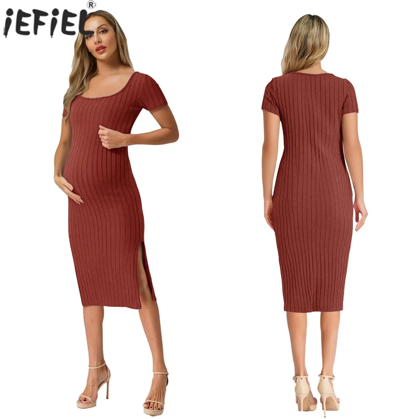 Elegant Maternity Knitted Dress Solid Color Short Sleeve Split Dresses Pregnancy Women Clothes Wedding Party Casual Daily Wear
Elegant Maternity Knitted Dress Solid Color Short Sleeve Split Dresses Pregnancy Women Clothes Wedding Party Casual Daily Wear