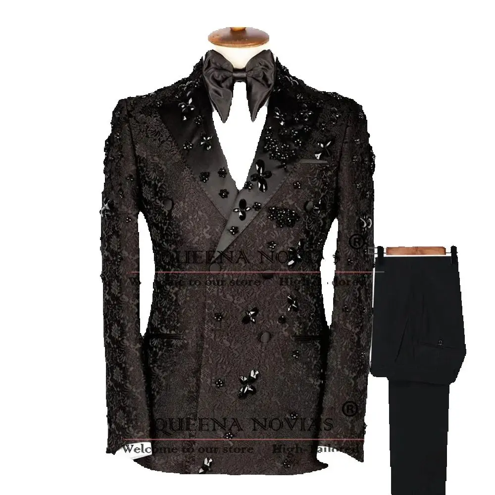 Luxury Groom Wedding Suits Floral Pattern Beaded Stones Men's Blazers Customized 2-Piece Jacket Pants Slim Fit Man Prom Tuxedos
Luxury Groom Wedding Suits Floral Pattern Beaded Stones Men's Blazers Customized 2-Piece Jacket Pants Slim Fit Man Prom Tuxedos