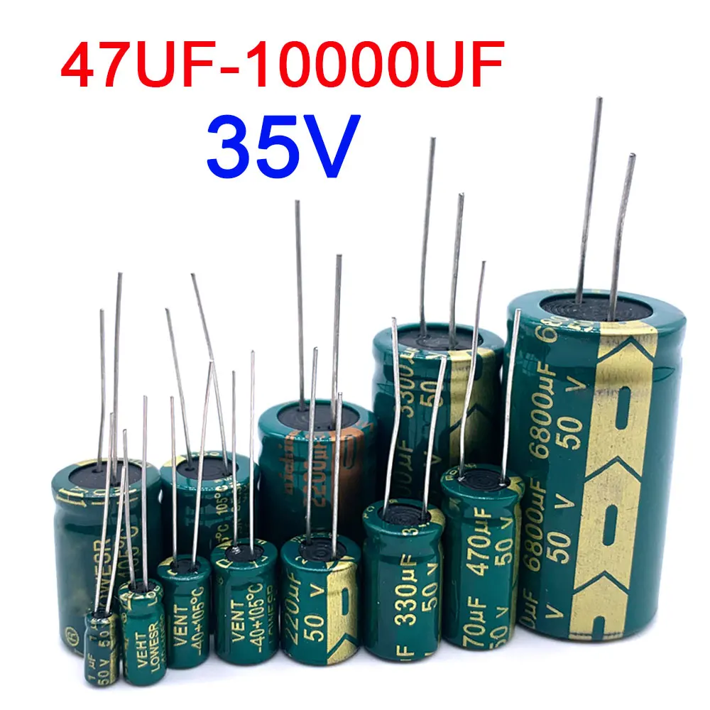 High Frequency Electrolytic Capacitor 35V 47UF 100UF 220UF 330UF 470UF 680UF 1000UF 2200UF 3300UF 4700UF 6800UF 10000UF 20%
High Frequency Electrolytic Capacitor 35V 47UF 100UF 220UF 330UF 470UF 680UF 1000UF 2200UF 3300UF 4700UF 6800UF 10000UF 20%