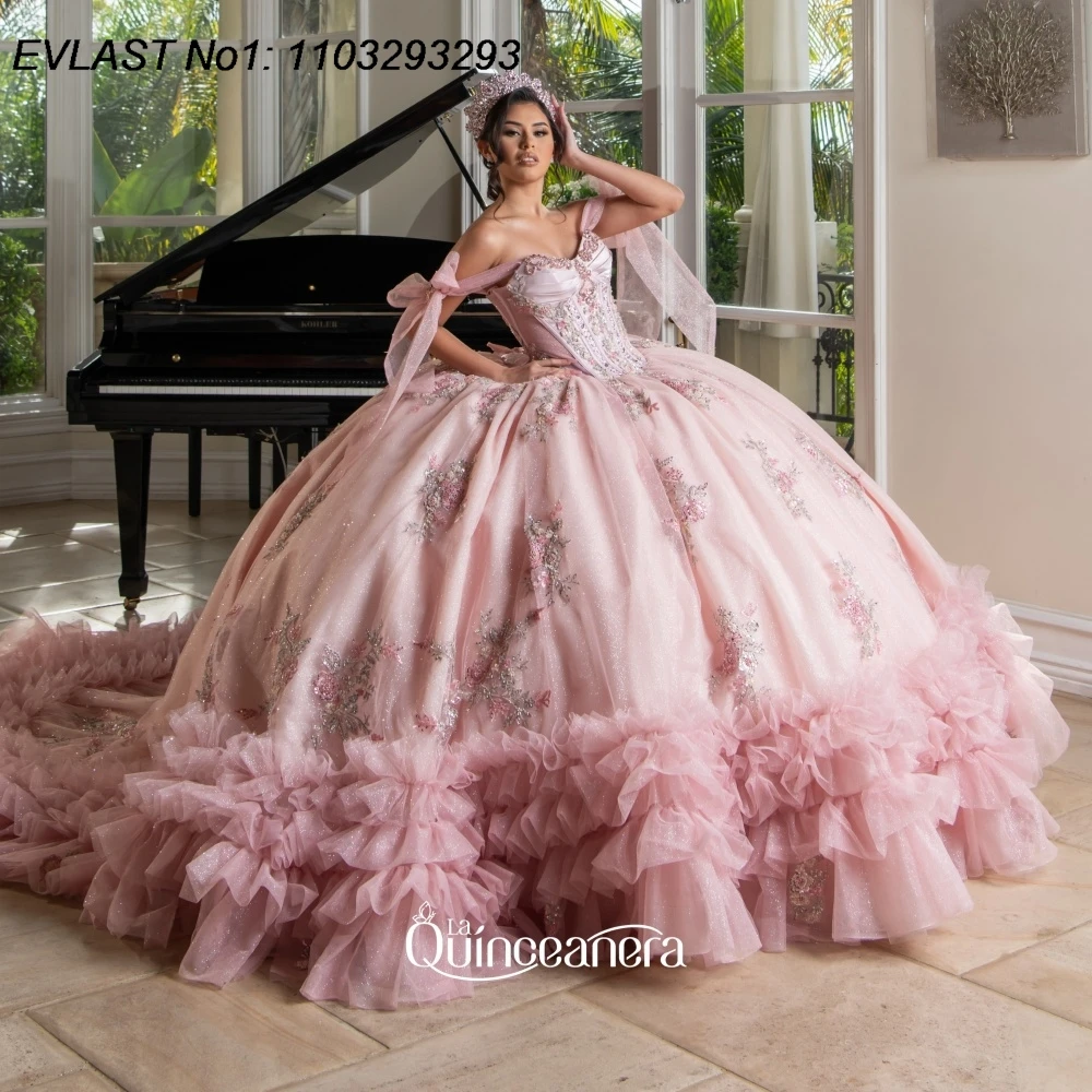 EVLAST Customized Romantic Pink Quinceanera Dress Ball Gown Sequins Applique Beading Ruffles Sweet 16 Vestidos De 15 Anos AQ370
EVLAST Customized Romantic Pink Quinceanera Dress Ball Gown Sequins Applique Beading Ruffles Sweet 16 Vestidos De 15 Anos AQ370
