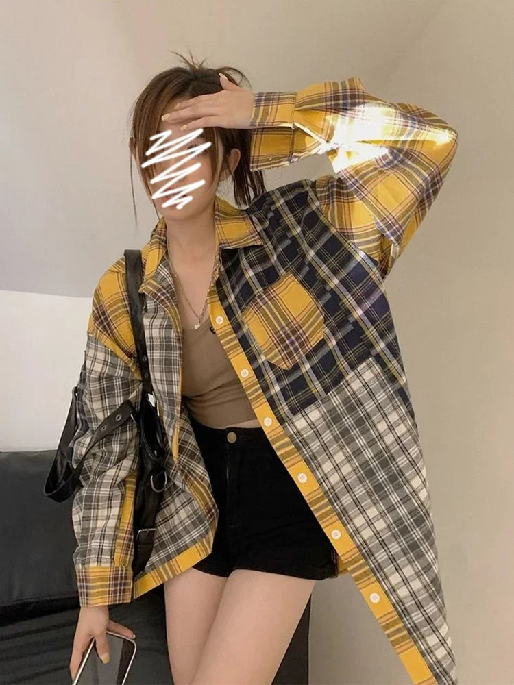 American Plaid Women Shirt Long Sleeve Oversize Loose Blouse Y2k Vintage Streetwear Casual Female Design Korean Tops New
American Plaid Women Shirt Long Sleeve Oversize Loose Blouse Y2k Vintage Streetwear Casual Female Design Korean Tops New