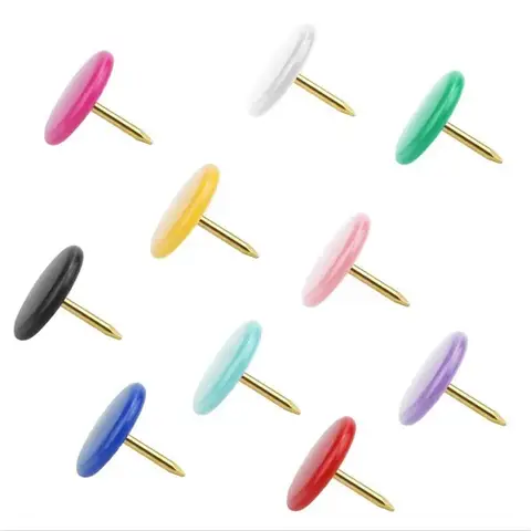 100pcs Color Push Pins Decorative Multi Functional Flat Headed Thumbtacks Pin Wall Decoration Thumbtacks Photo Pin Office School
