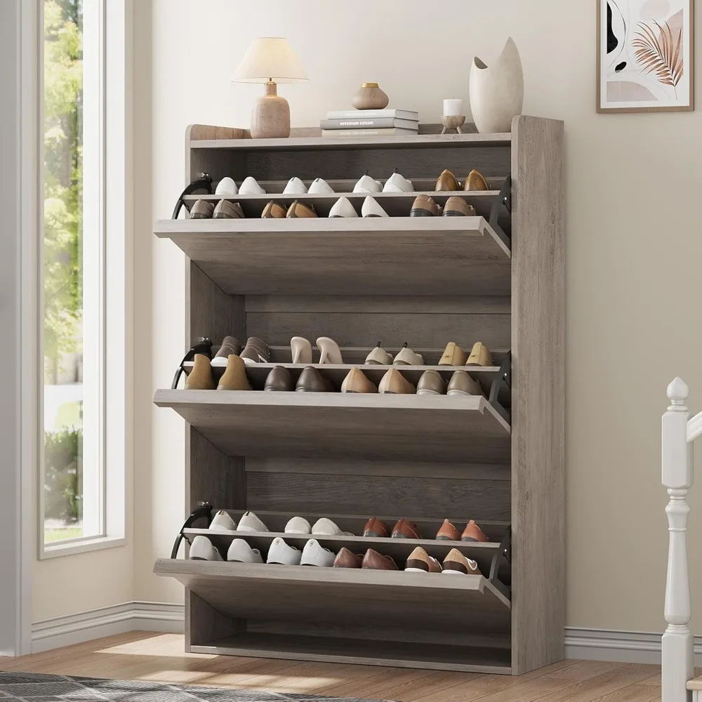 Shoe Cabinet with 3 Flip Drawers, Modern Shoe Storage for Entryway, Wooden Shoe Organizer Cabinet with Adjustable Shelf,
Shoe Cabinet with 3 Flip Drawers, Modern Shoe Storage for Entryway, Wooden Shoe Organizer Cabinet with Adjustable Shelf,