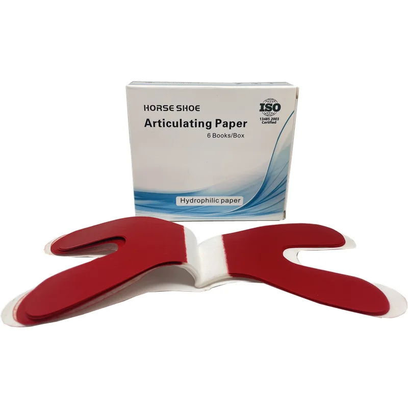 Dental occlusal paper U-Y horseshoe double-sided occlusal paper Red blue all-purpose occlusal paper
Dental occlusal paper U-Y horseshoe double-sided occlusal paper Red blue all-purpose occlusal paper