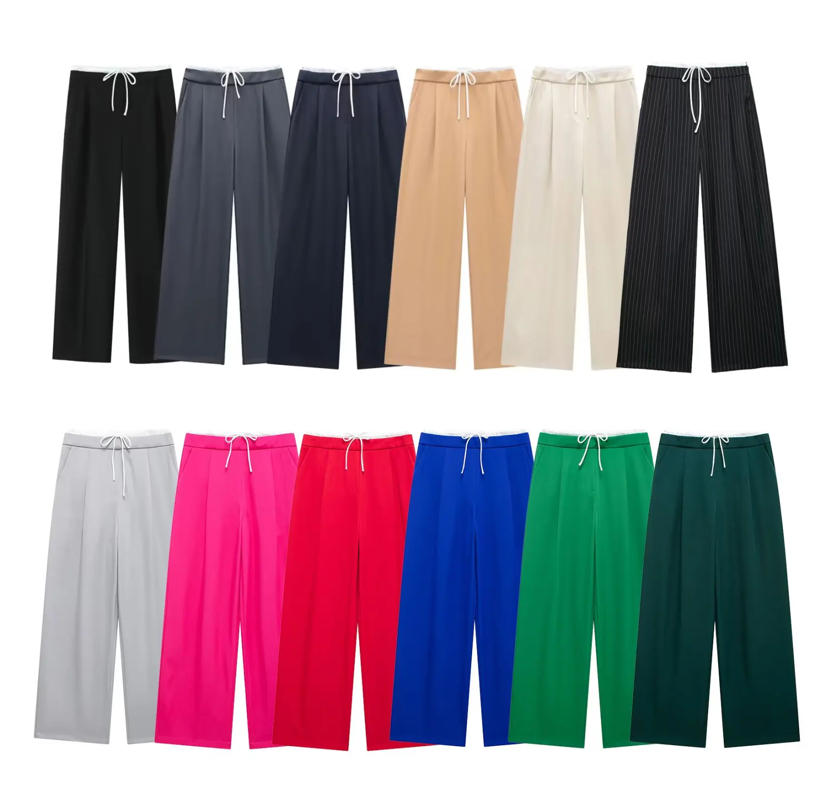 Women's new fashion With drawstring loose side pockets casual versatile striped pants retro high waisted zipper women's pants
Women's new fashion With drawstring loose side pockets casual versatile striped pants retro high waisted zipper women's pants