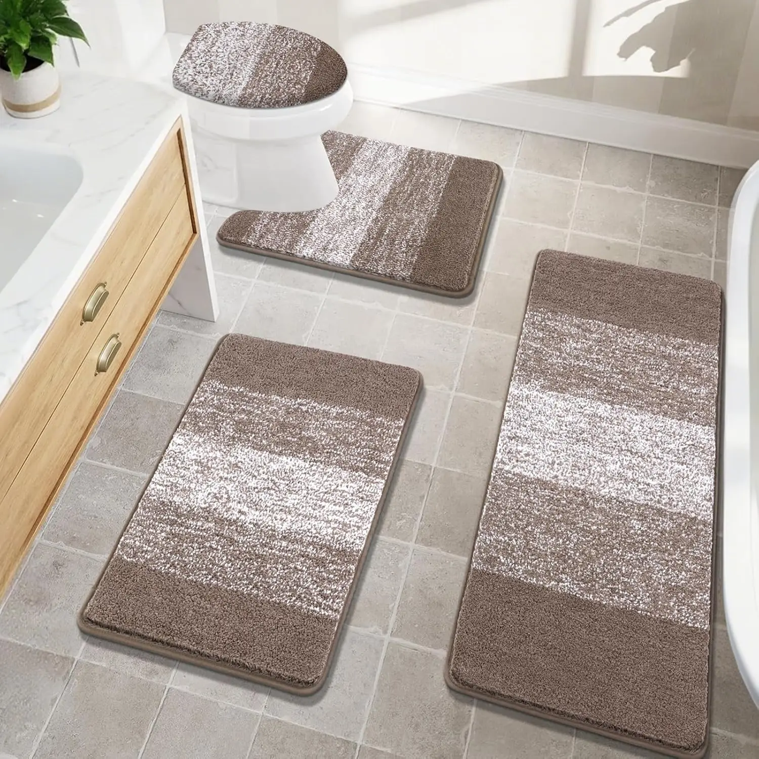 Bathroom Rugs Sets 4 Piece with Toilet Lid Cover, Non-Slip Bathroom Rugs and Mats Sets, Absorbent Bath Rugs Microfiber
Bathroom Rugs Sets 4 Piece with Toilet Lid Cover, Non-Slip Bathroom Rugs and Mats Sets, Absorbent Bath Rugs Microfiber
