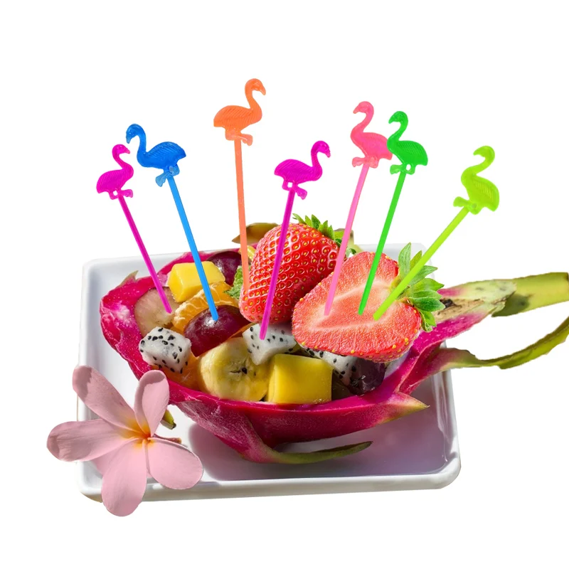 50Pcs Mix Color Flamingo Food Fruit Picks Plastic Stick for Summer Party Decor Hawaiian Beach Pool Party Cake Decorating
50Pcs Mix Color Flamingo Food Fruit Picks Plastic Stick for Summer Party Decor Hawaiian Beach Pool Party Cake Decorating