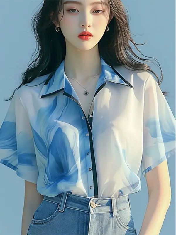 French Summer New Stand Collar Vintage Lady Shirt Single Breasted Sleeve Chiffon Blouse Femme All-match Women Clothing A136
French Summer New Stand Collar Vintage Lady Shirt Single Breasted Sleeve Chiffon Blouse Femme All-match Women Clothing A136