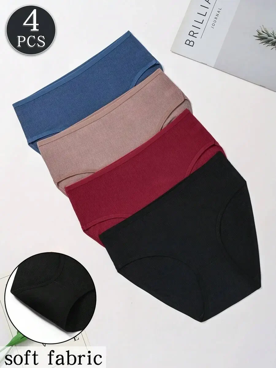 4 Pcs Women High Waist Comfortable Ribbed Briefs Soft Fabric
4 Pcs Women High Waist Comfortable Ribbed Briefs Soft Fabric