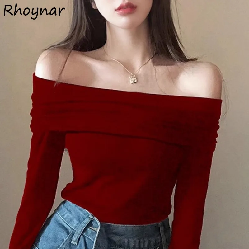 Red Pullovers Women Korean Clothing Fashion Slash Neck Off Shoulder Design High Street Sexy Female Basic Spring Elegant Leisure
Red Pullovers Women Korean Clothing Fashion Slash Neck Off Shoulder Design High Street Sexy Female Basic Spring Elegant Leisure
