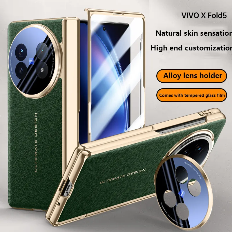 Plating Leather Case For Vivo X Fold5 Fold 5 5G Magnetic Hinge Bracket Full Protection Cover With Tempered Film
Plating Leather Case For Vivo X Fold5 Fold 5 5G Magnetic Hinge Bracket Full Protection Cover With Tempered Film