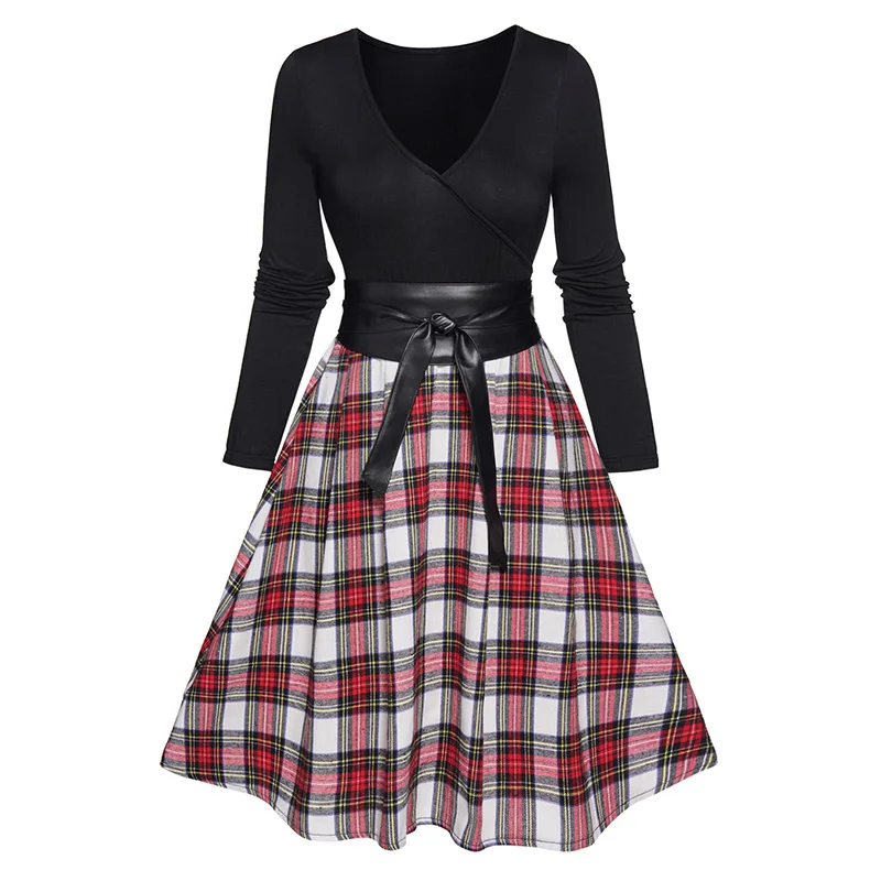 Dressfo 2025 Women's Dresses Plaid Print Belted Mini Dress V Neck Long Sleeve High Waist Dress Vestidos
Dressfo 2025 Women's Dresses Plaid Print Belted Mini Dress V Neck Long Sleeve High Waist Dress Vestidos