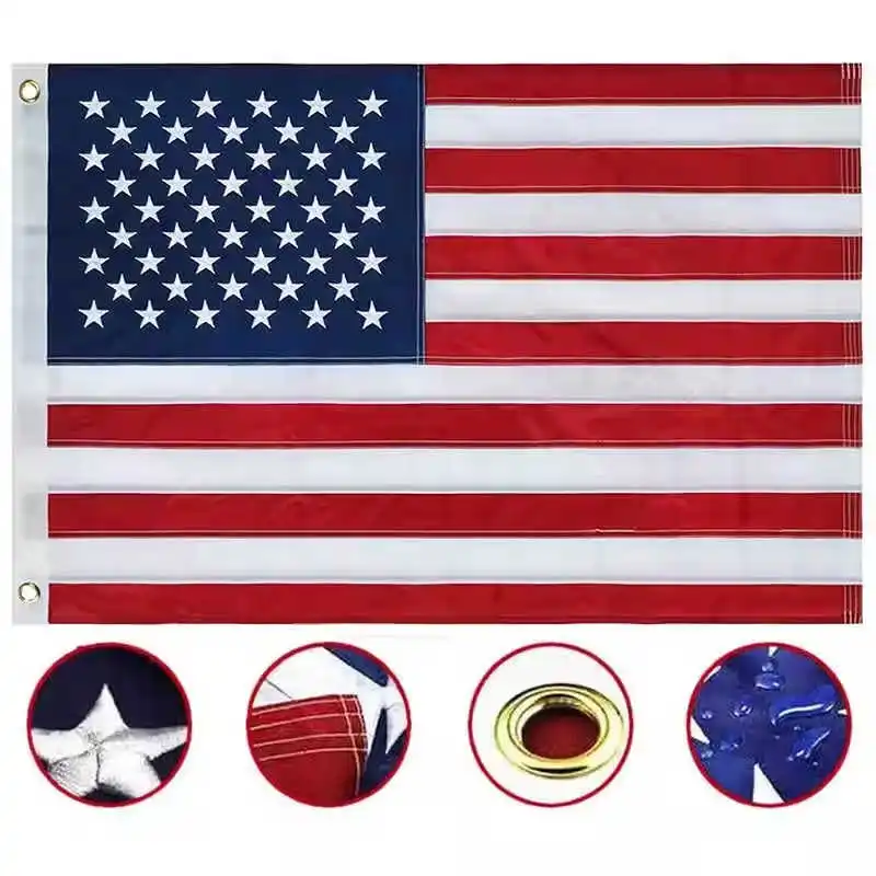 Embroidered American Flag USA Stitched Banner 3x5 Feet Waterproof Durable Oxford Nylon Brass Grommet National US Flags Banners
Embroidered American Flag USA Stitched Banner 3x5 Feet Waterproof Durable Oxford Nylon Brass Grommet National US Flags Banners