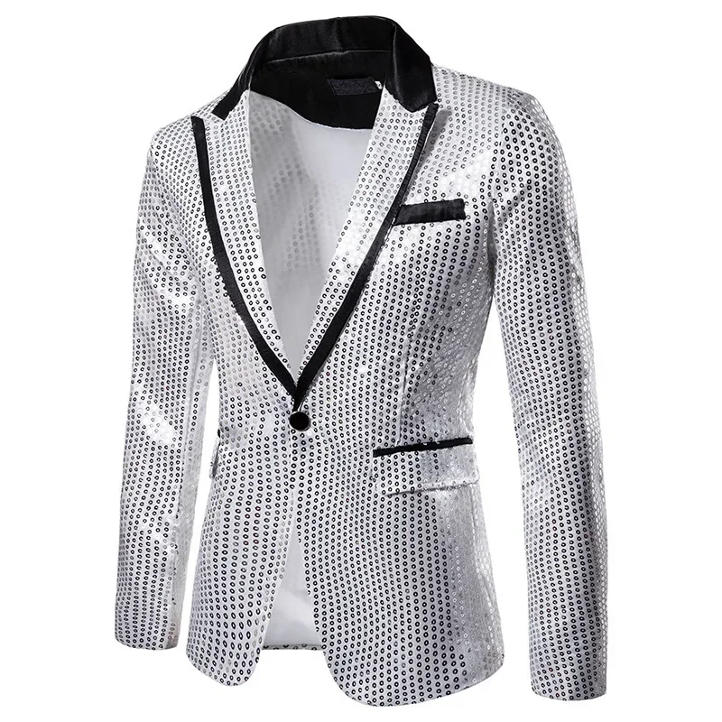 Fashion Men Sequin Suit Gold / Silver / Black / Red Singer Host Luxurious Prom Party Stage Dress Blazers Jacket
Fashion Men Sequin Suit Gold / Silver / Black / Red Singer Host Luxurious Prom Party Stage Dress Blazers Jacket