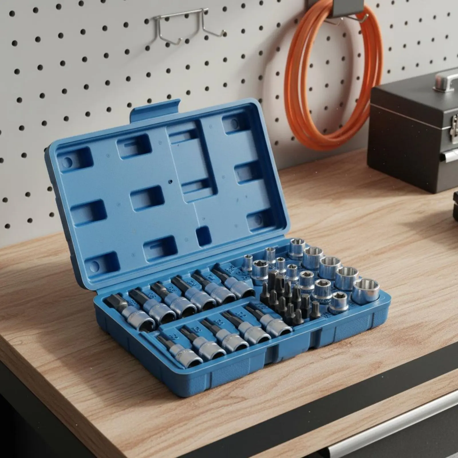 34 Pieces Hex-Type Socket Set Easy to Organize Imperial Socket Bit Set Hand Tool Organized Storage Case Clear Size Markings
34 Pieces Hex-Type Socket Set Easy to Organize Imperial Socket Bit Set Hand Tool Organized Storage Case Clear Size Markings