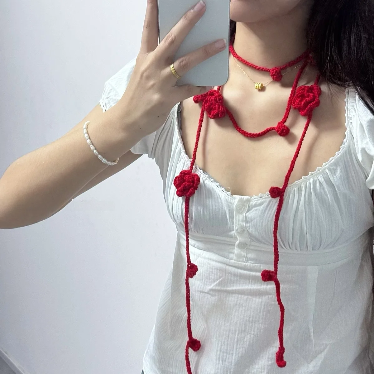 Handmade Rose Flower Scarf Long Silk Scarf Ne Warmer Y2K Trendy Girl Versatile Nelace Decoration Korean Sle Faion Acc...
Handmade Rose Flower Scarf Long Silk Scarf Ne Warmer Y2K Trendy Girl Versatile Nelace Decoration Korean Sle Faion Acc...