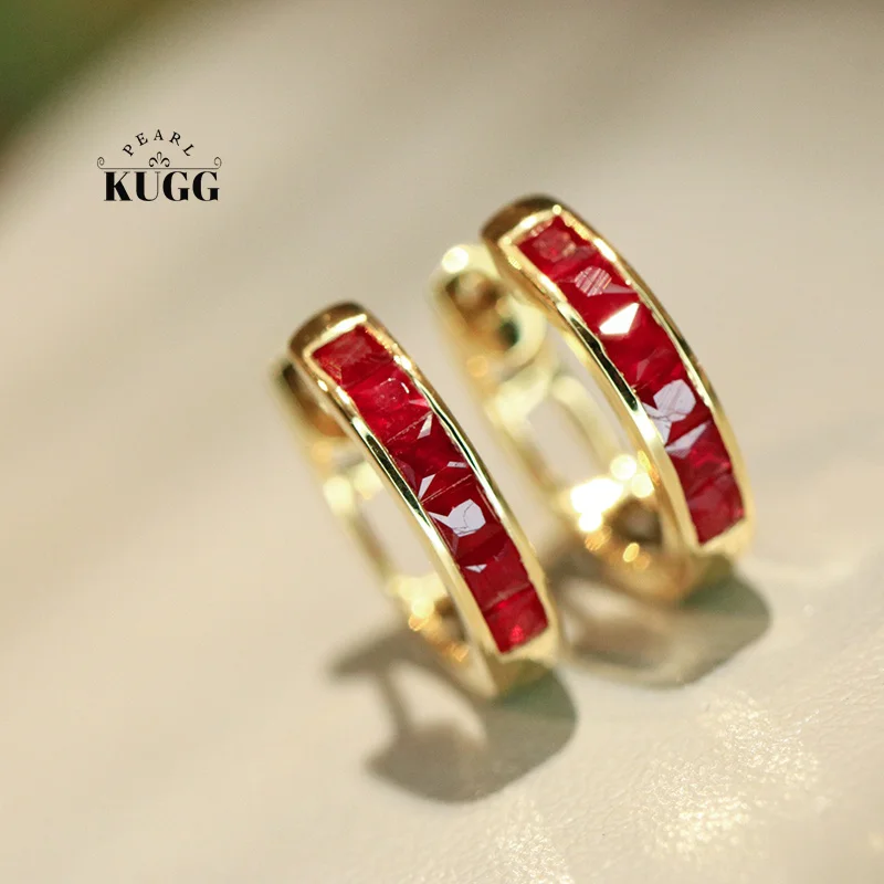 KUGG 100% 18K Yellow Gold Earrings Classic Design OL Style Real Natural Ruby Hoop Earrings for Women High Gemstone Jewelry
KUGG 100% 18K Yellow Gold Earrings Classic Design OL Style Real Natural Ruby Hoop Earrings for Women High Gemstone Jewelry
