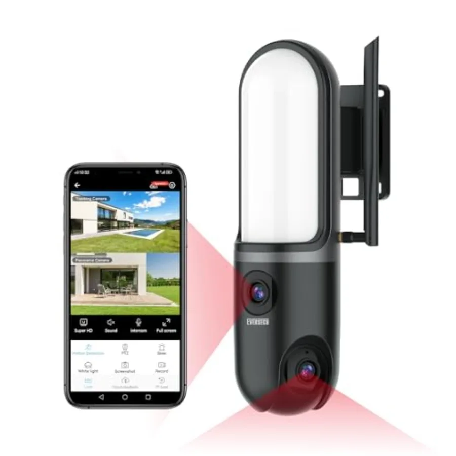 Dual Lens Waterproof Wall Light Camera, 3K Video, 1200LM Floodlight, 2 Way Audio, PTZ Auto Tracking, Support ONVIF and RTSP and
Dual Lens Waterproof Wall Light Camera, 3K Video, 1200LM Floodlight, 2 Way Audio, PTZ Auto Tracking, Support ONVIF and RTSP and