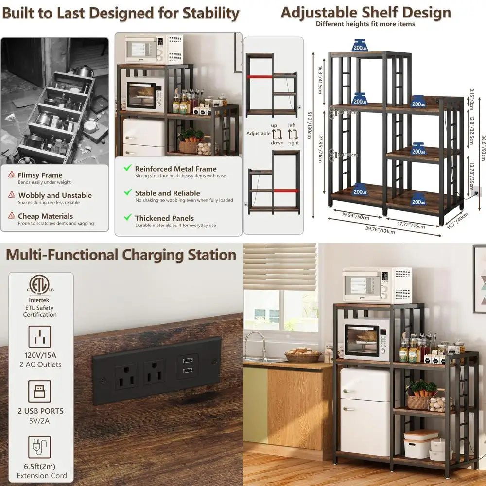 6-уровневый кухонный шкаф для хранения с розеткой, стойкой для пекаря, мини-холодильником и подставкой для микроволновой печи, кофейным баром, отдельно стоящим рустикальным B
6-уровневый кухонный шкаф для хранения с розеткой, стойкой для пекаря, мини-холодильником и подставкой для микроволновой печи, кофейным баром, отдельно стоящим рустикальным B